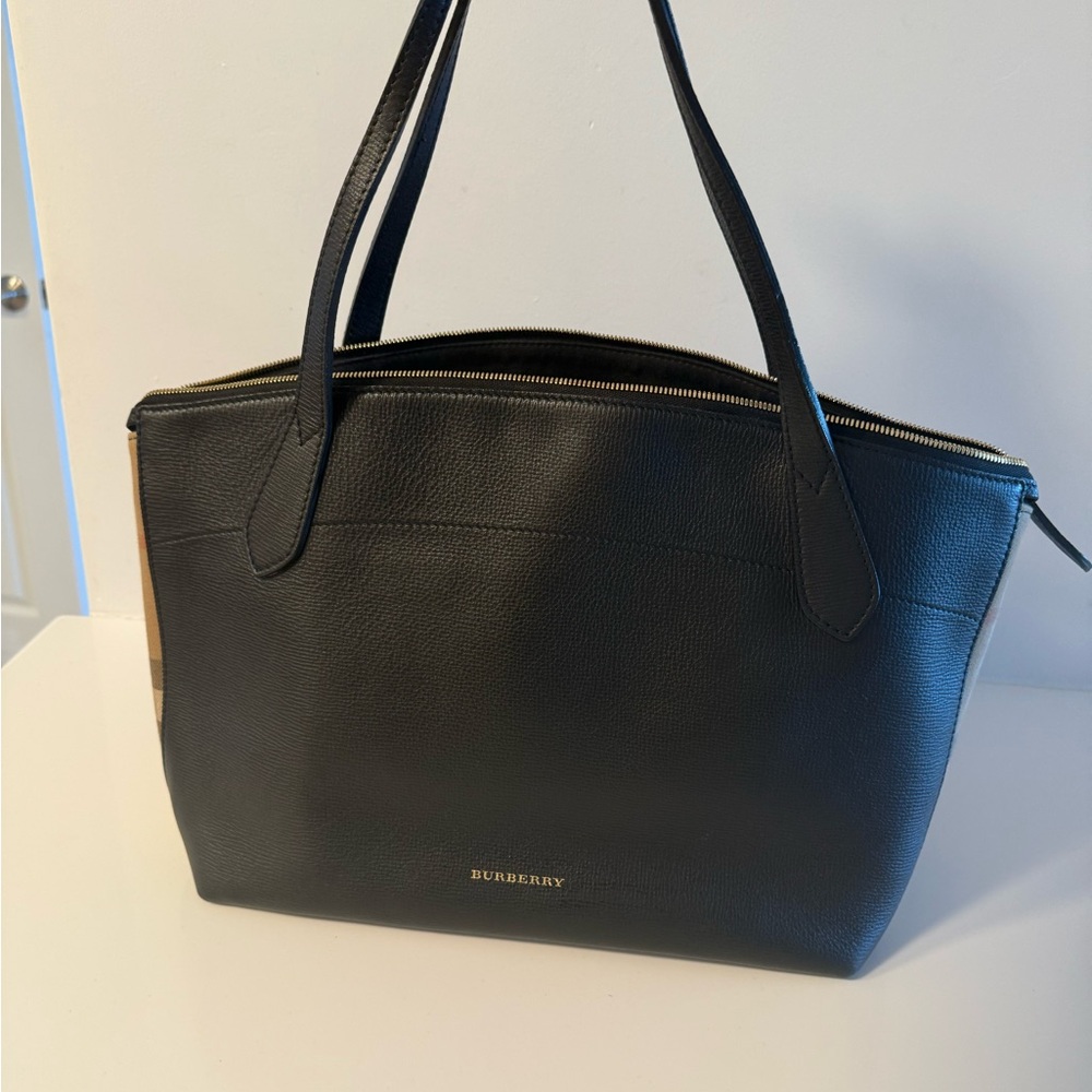 Burberry Black Leather Tote Bag
